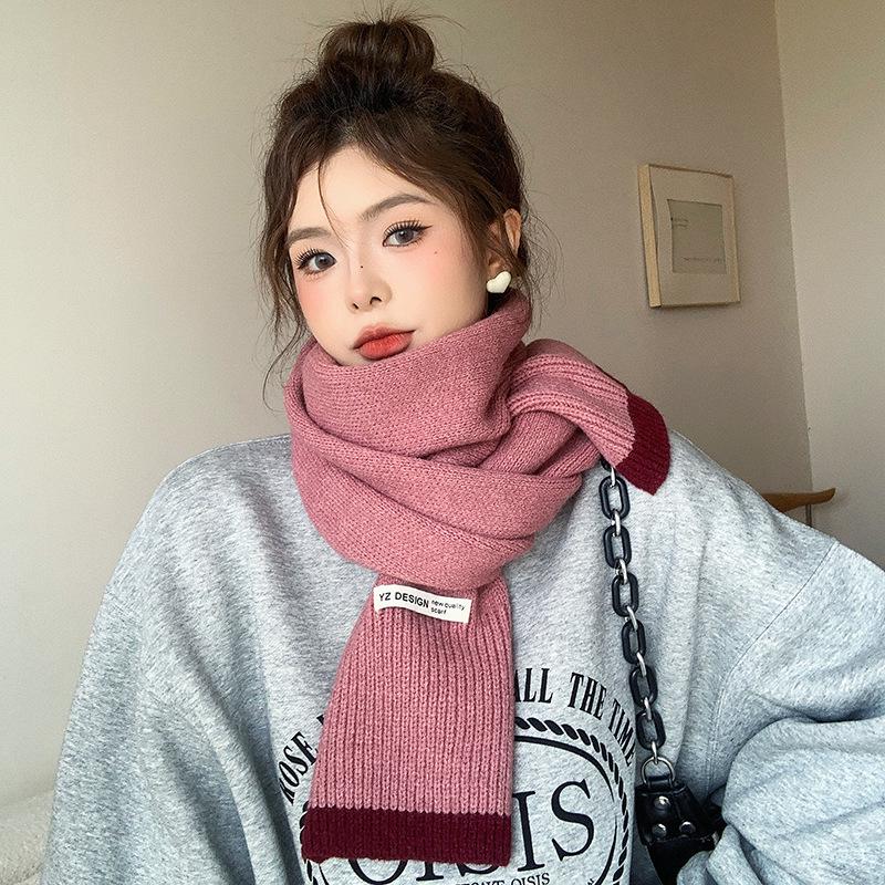 Japanischer und koreanischer Strickwollschal für Damen - Warmer Winter-Nackenwärmer, Perfektes Neujahrs-Rot-Weihnachtsgeschenk