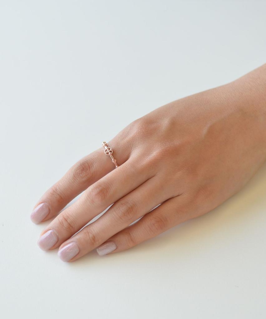 Vivus Cross Rose Rose Gold Silver Rosary Ring