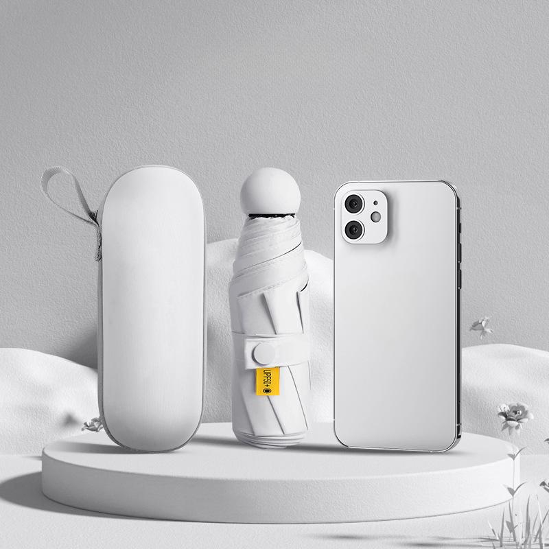 Five Fold Umbrella for Both Rain and Sunshine Capsule Umbrella for Sun Protection Ultra Light Pocket Sunshade