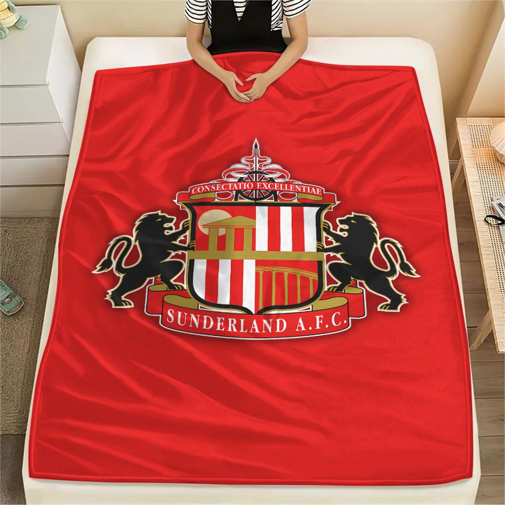 1PC Sunderland AFC Print Flannel Blanket, High quality All Seasons, Home Decor, Warmth and Comfort, Perfect for Christmas Gifts