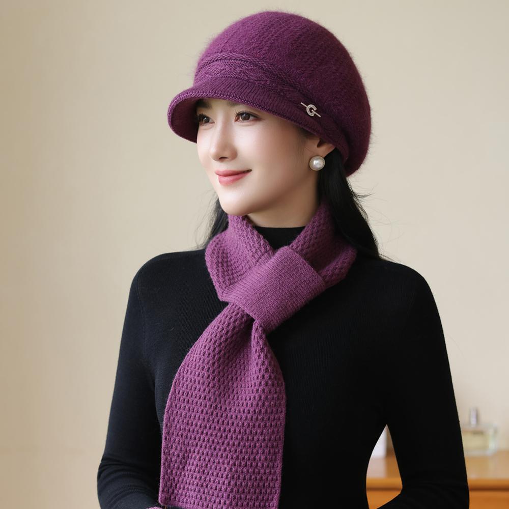 

Новый женский модный зимний теплый набор Плюшевая подкладка из искусственного меха Модные шляпы для женщин Повседневная вязаная шапка из смеси кроличьего меха Уличная одежда Set（56cm-60cm）