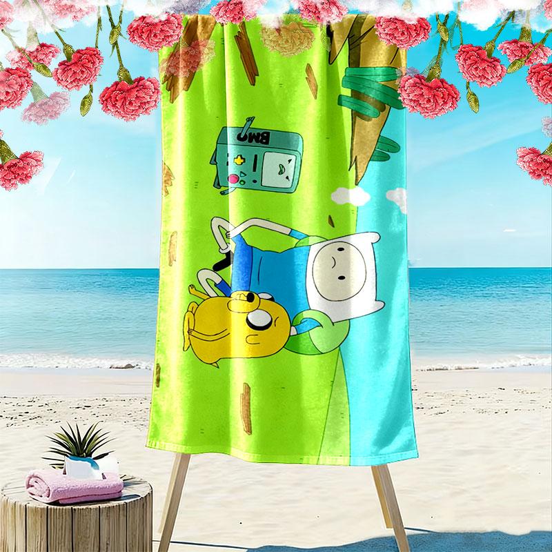 Adventure Time Print Beach Towel, Large Soft Quick Dry Towel for Beach Camping Swimming