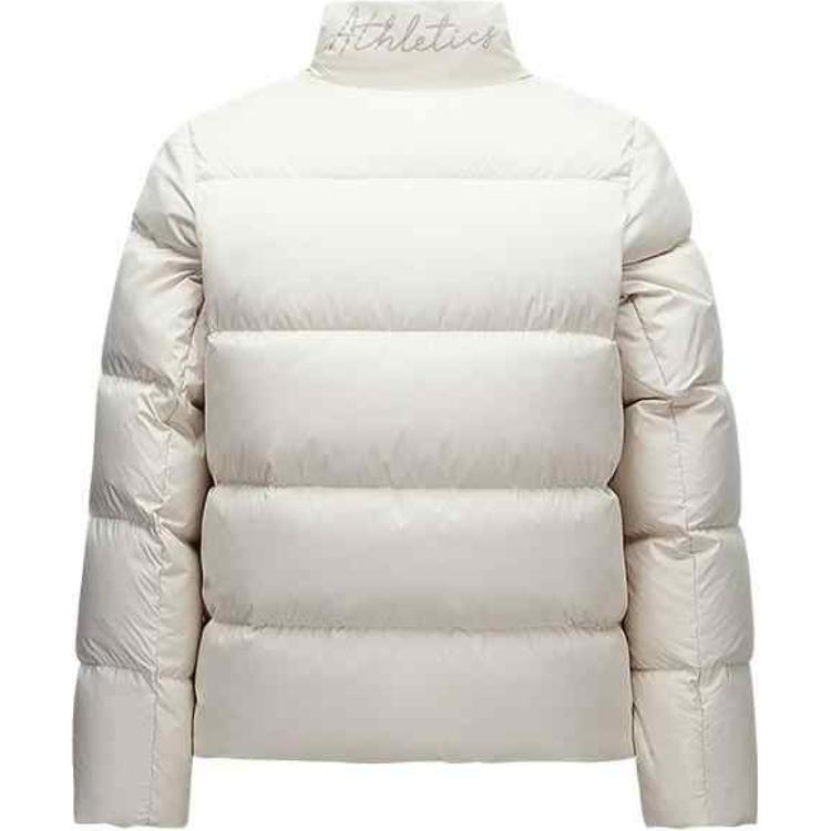 Anta Solid Color Zipper Stand Collar Comfortable Breathable Versatile Casual Down Jacket Women Outerwear White-Tea 162447915-3
