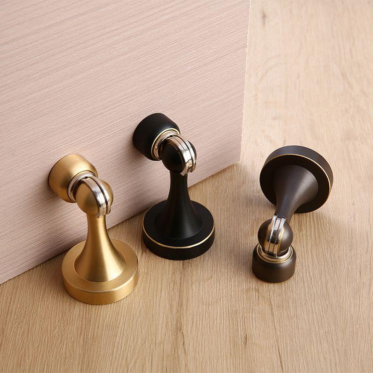 Luxury Cylindrical Brass Magnetic Door Holder Stopper Bedroom Brass Magnetic Suction Anti-Collision Door Stopper