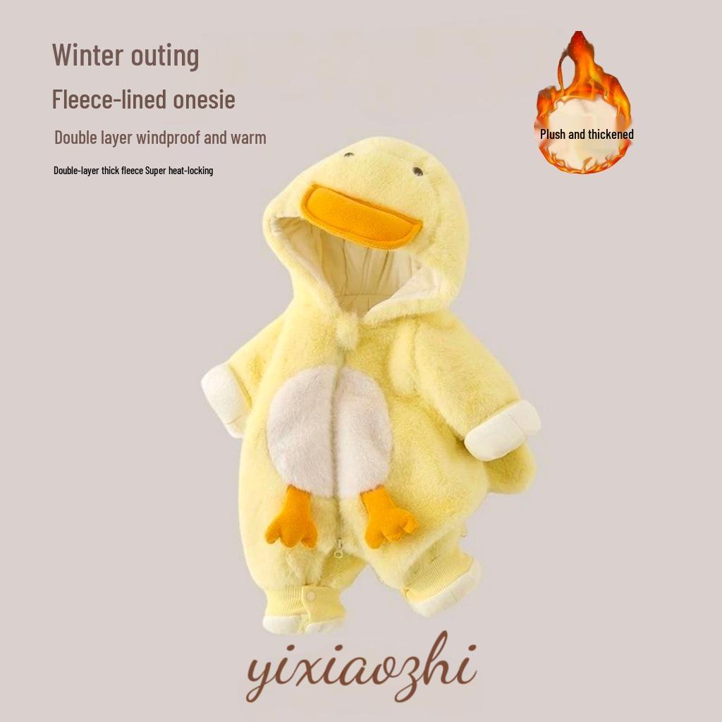 

Unisex Baby Winter Plush & Cotton 3D Duck Romper: Cute & Cozy Toddler Outerwear 80 CM