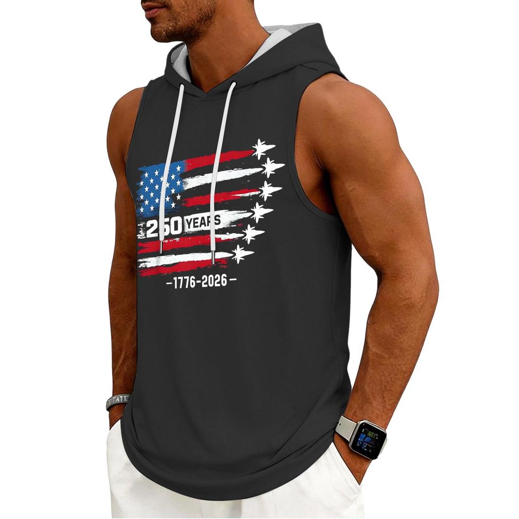 Men's Tank Top Gym Sleeveless Hoodie Shirt Washed Sports Muscle Shirts Fitness Vest With Hood