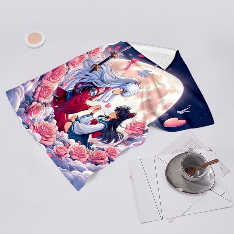 proof beach towel with Inuyasha & Kagome pattern - soft,absorbent,quick-drying,machine washable - perfect for swimming,camping,bathing