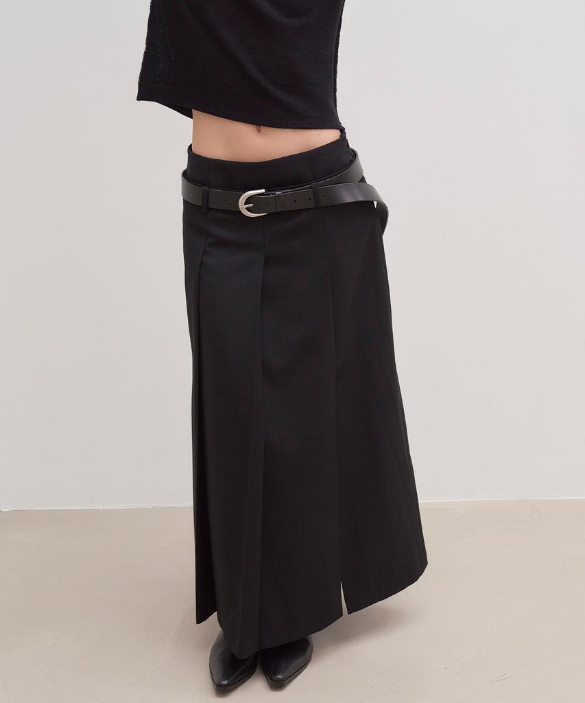 Wenio Double-Waisted Pleated Maxi Skirt_2Color