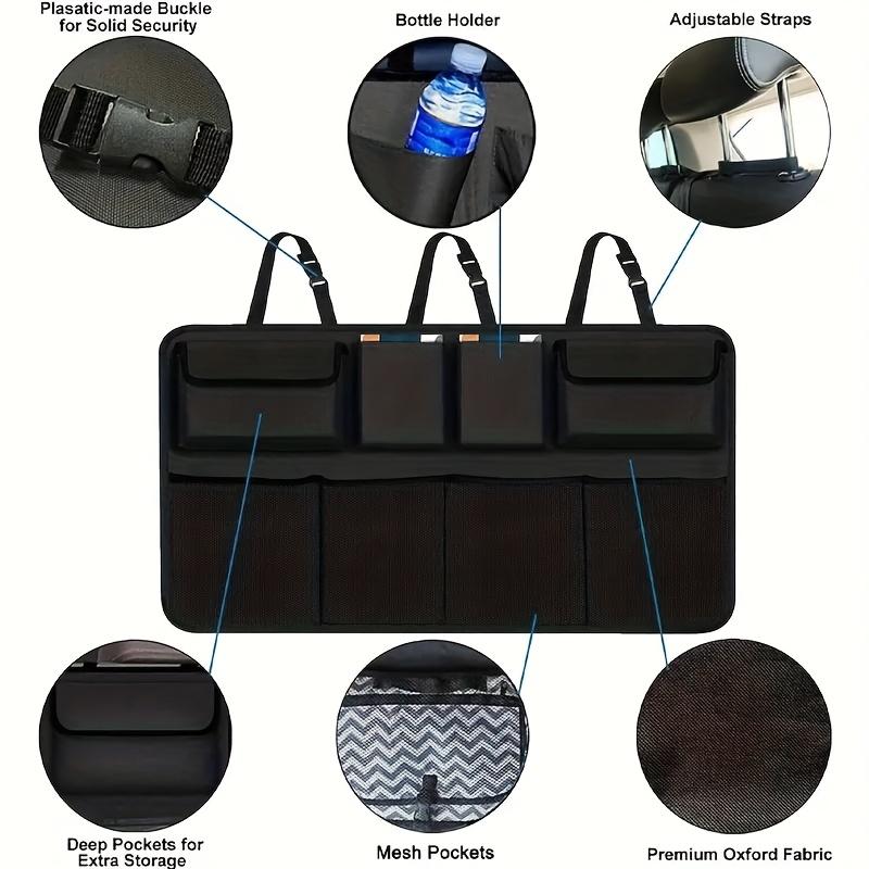 Car Seat Organizer Storage Bag with 8 Pockets and Adjustable Straps Suitable for Tools Bottles Accessories Vehicle Organization