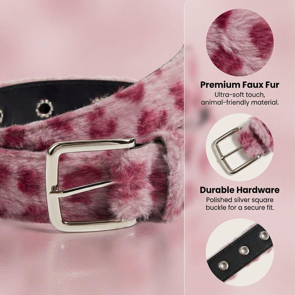 Harajuku Leopard Print Belt Korean Style Jeans Waistband Trouser Decoration  Fluffy Waist Belt