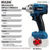 HILDA 18V Brushless Impact Wrench with LED Light - High Torque Multifunctional Auto Repair Tool.