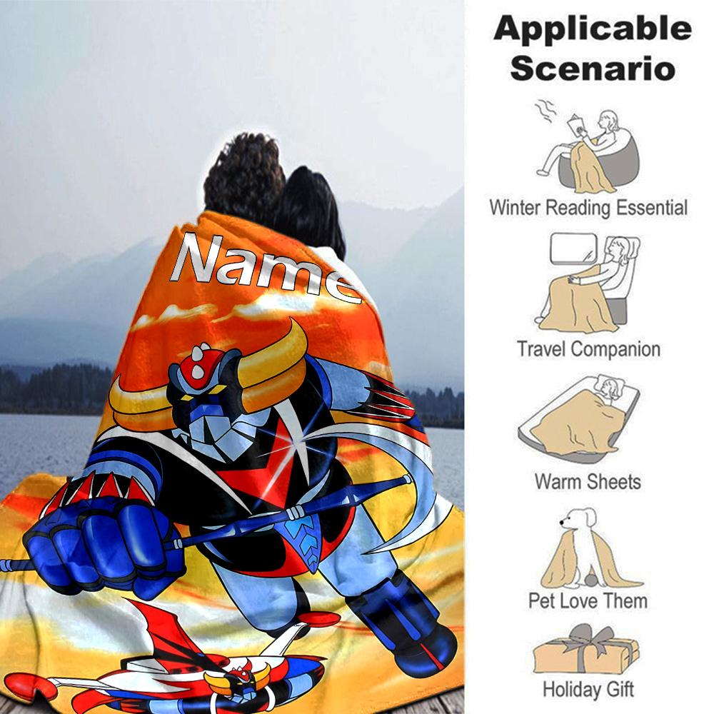 Customiz Name Personality UFO Robo Grendizer Blanket Soft &Warm Sofa Office Bed Travel Lunch Break Blanket, Gift Suitable All Seasons