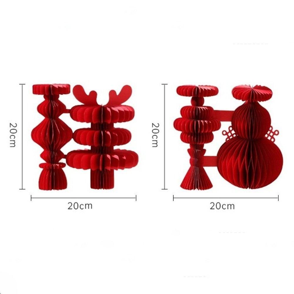 Paper New Year Decorations Red Honeycomb Paper Honeycomb Lantern 2026 Hanging Pendant Patio Decor