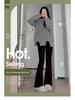 Petite High Waist Black Flare Pants for Women - Slimming and Versatile Summer Suit