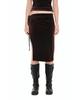 Too Much Tax Velour Midi Skirt Dark Brown
