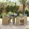 VidaXL 5-Piece Garden Dining Set with Cushions Beige Poly Rattan 3379996