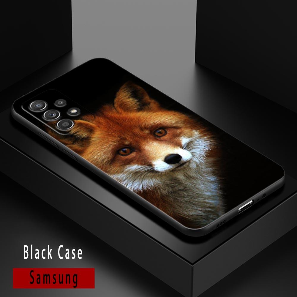 Cute Fox Animal Cases For Samsung Galaxy A52 5G Funda A13 A54 A52s A53 A72 A73 A33 A23 A32 A51 A71 Soft TPU Silicone Black Cover