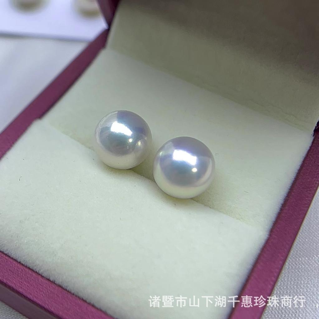 Zhuji natural freshwater pearl stud earrings, Edison style, perfectly round, with a strong, bright luster, slightly imperfect, minimalist design