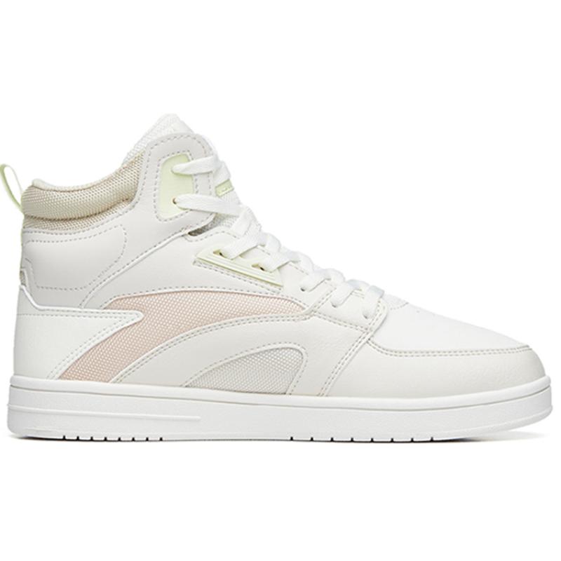 Anta Street Naughty High-Top Skateboard Shoes Women's Gray White Yellow Sneakers 122238067-3