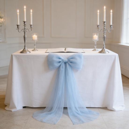 Extra Large Organza Bow Decoration 39 x 59 Inch Giant Tulle Bow with Tie And Long Ribbon Tails