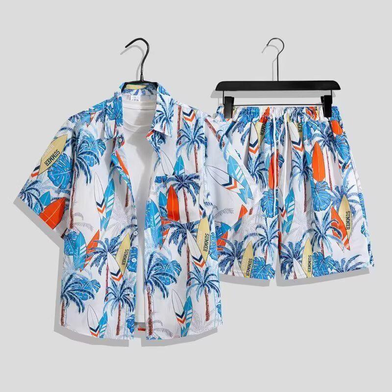 Trendy Summer Short-Sleeved Shirt & Shorts Set - Versatile, Stylish Two-Piece