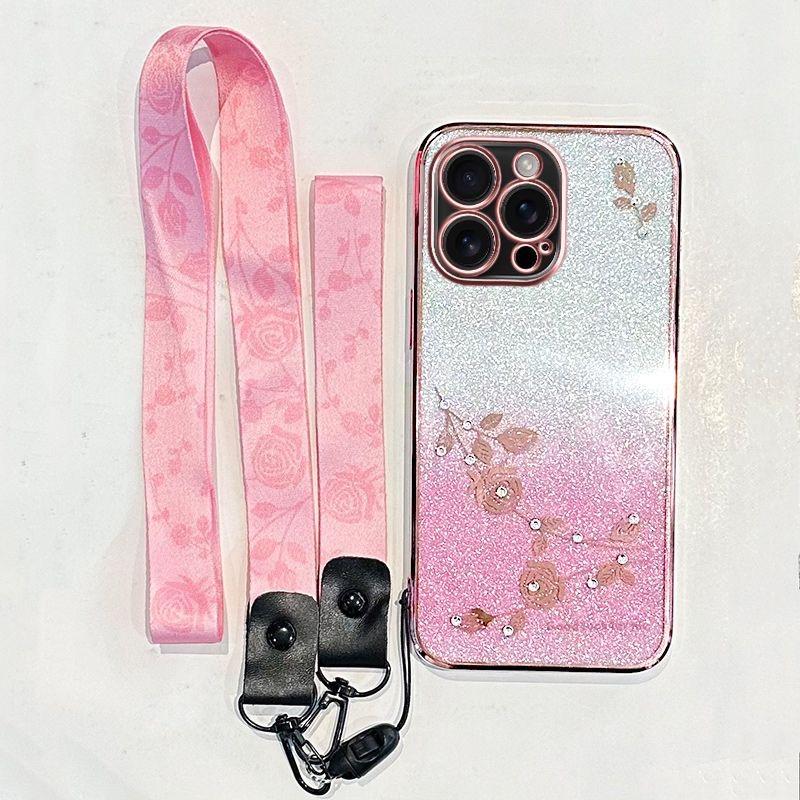 Per Xiaomi 17T/17T Pro/15T/15T Pro Custodia Elegante Fiore Trasparente Cinturino da Polso Antiscivolo Anti-ingiallimento Cover Antiurto