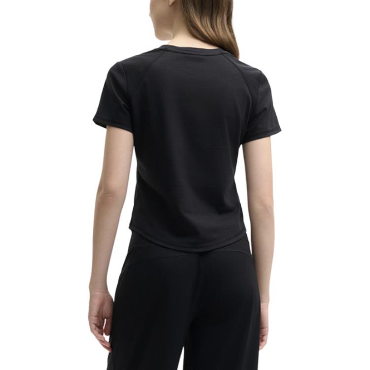 FILA Original Fashion Comfortable Soft Skin-Friendly Moisture-Wicking Solid Color Short Sleeve Regular T-Shirt Women Tops Black F51W529104F-BK