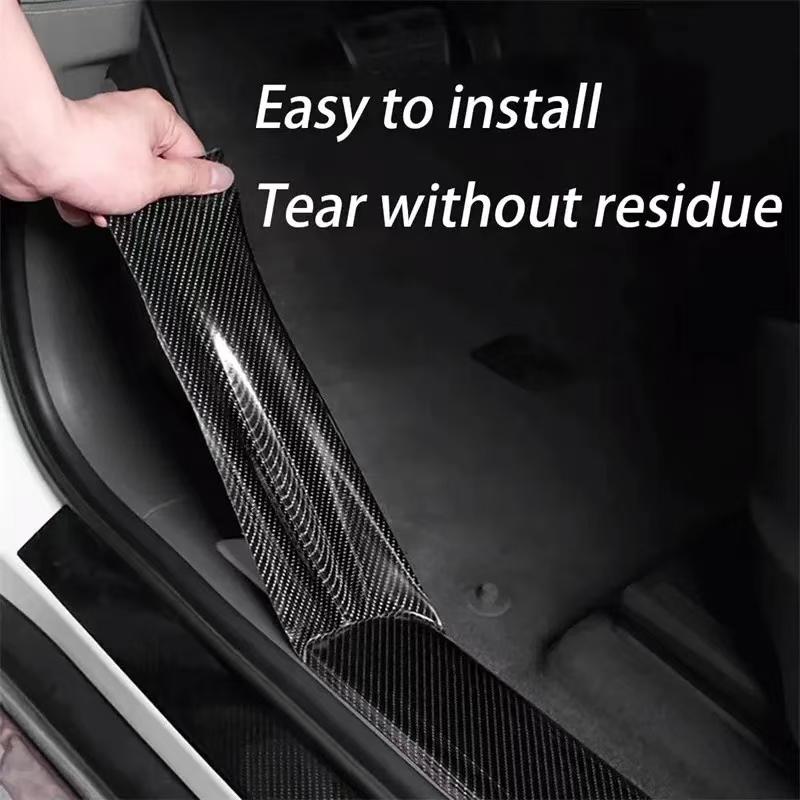 Anti Scratch Car Door Sill Protector Sticker Nano Carbon Fiber DIY Paste Protector Strip Auto Side Mirror Protection Tape Film