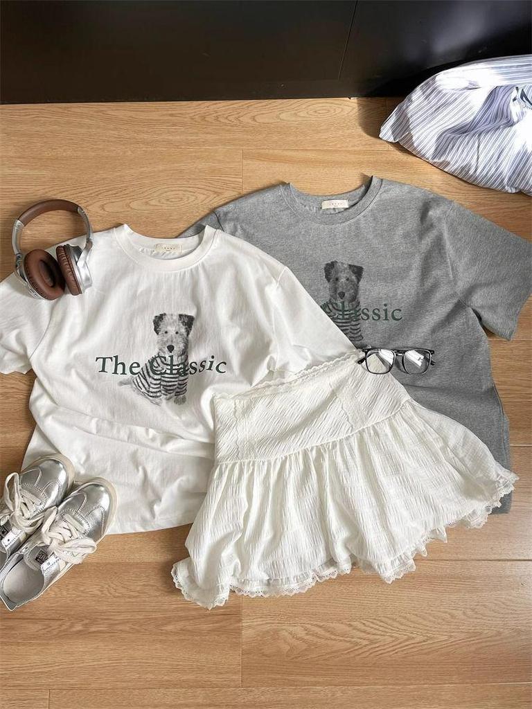Trendy European-Style Women's White Oversized Short-Sleeve T-Shirt, American Retro High-Street Summer Fashion