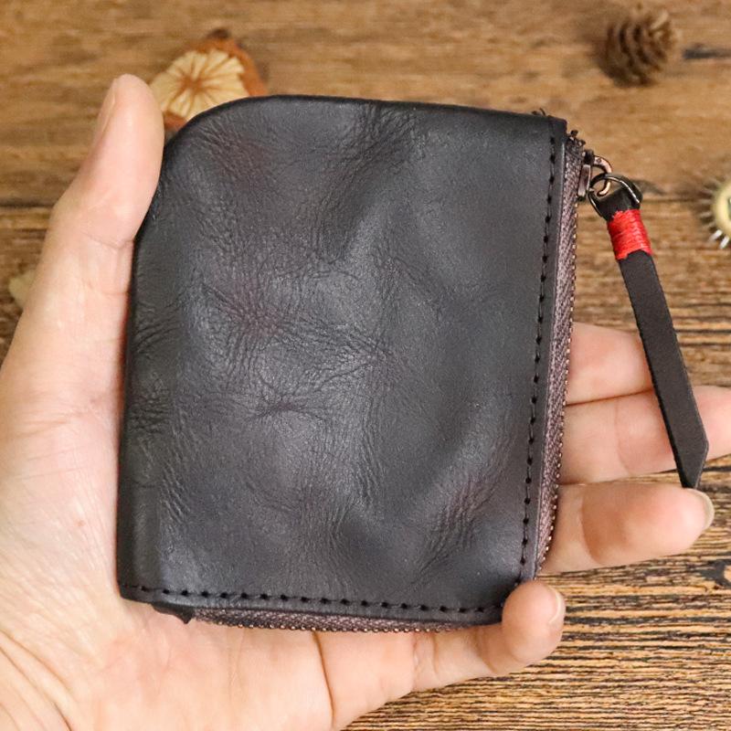 

First Layer Cowhide Coin Purse, Women s Zipper Coin Purse, Hand Polished and Used Vegetable Tanned Leather Coin Purse