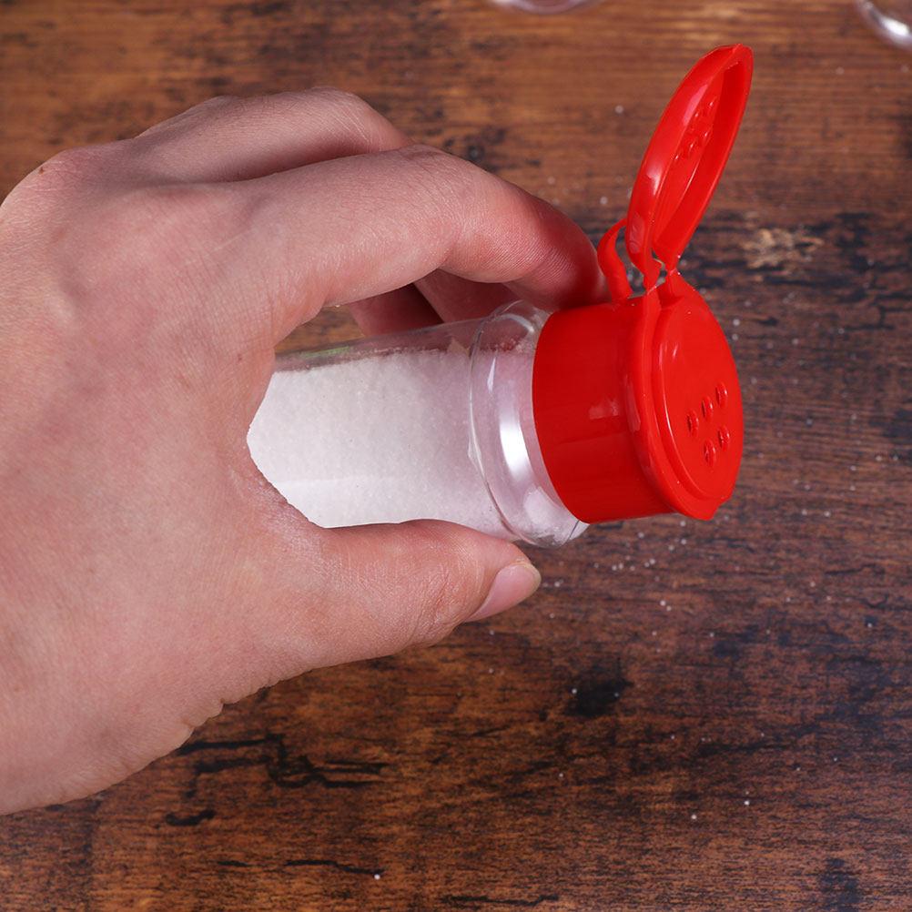 30 Stück Kunststoff-Gewürzflaschen Transparenter Gewürzspender mit drehbarem Deckel für Käse Pfeffer Zucker Kakaopulver Küche BBQ