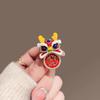 Year of the Dragon Red Festive Brooch High-end Female Lucky Lion Corsage Pin Clothes Accessories New Year's Gift Men