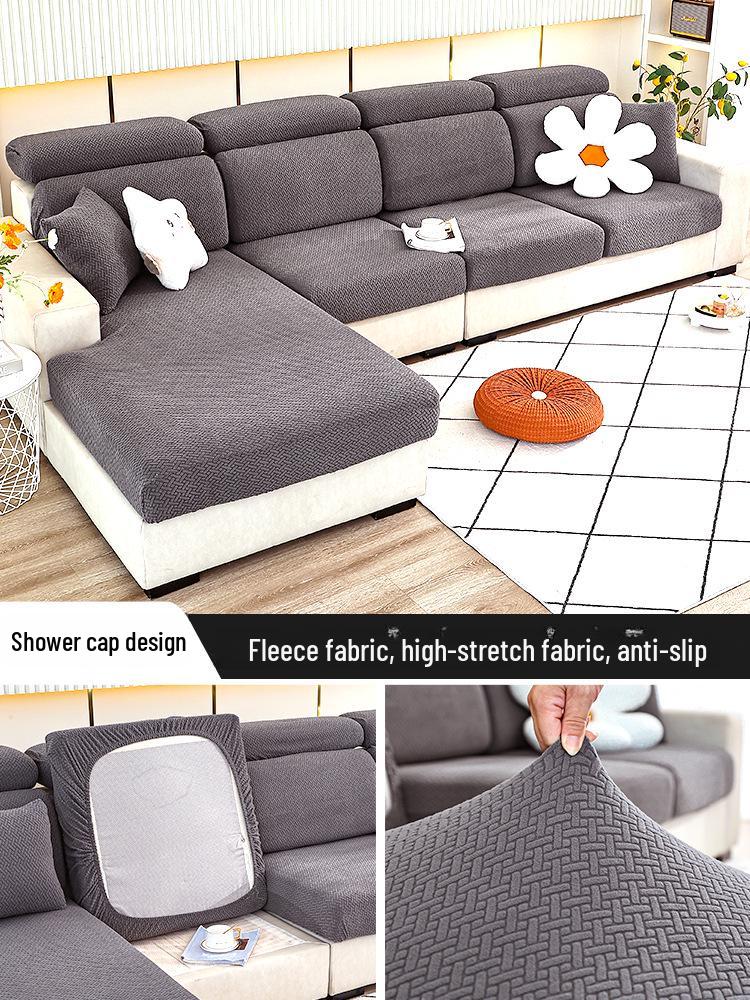 Thickened Non-Slip Polar Fleece Sofa Cover: Elastic, Full Coverage, Dustproof, High-Grade Design