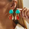 Bohemia Ethnic Colored Acrylic Irregular Geometric Imitation Turquoise Pendant Dangle Earrings for Women Fashion Jewelry Gifts