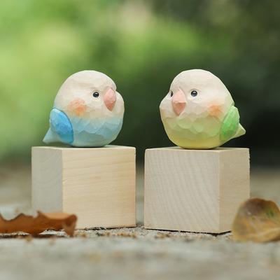 Handcrafted Wood Carving Home Decorations Decoraciones Para El Hogar Desk Accessories Room Decor Handmade Songbird Statue