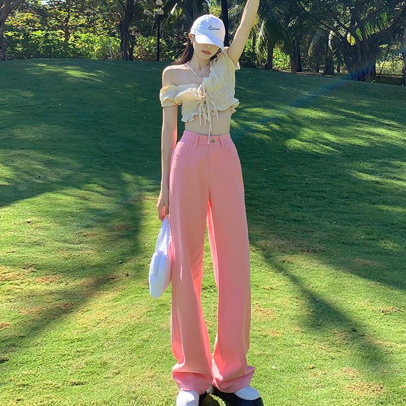 

Women s High-Waisted, Loose Straight-Leg Slimming Jeans - Trendy Floor-Length Elongating Pants for Spring & Autumn. Extra Large
