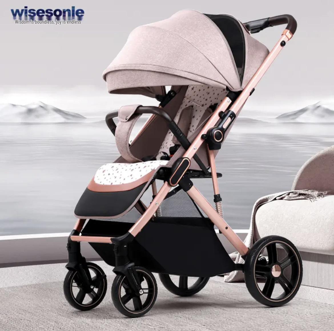 

Детская коляска Wisesonle Z8: Двусторонняя перекидная ручка, Положение сидя и лежа, Легкая, Складная, Портативная коляска для младенцев и малышей