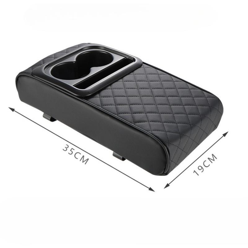 Universal Auto Center Console Armrest Cushion with 2 Cup Holder Armrest Pad Portable Car Armrest Pillow Cover Height Pad