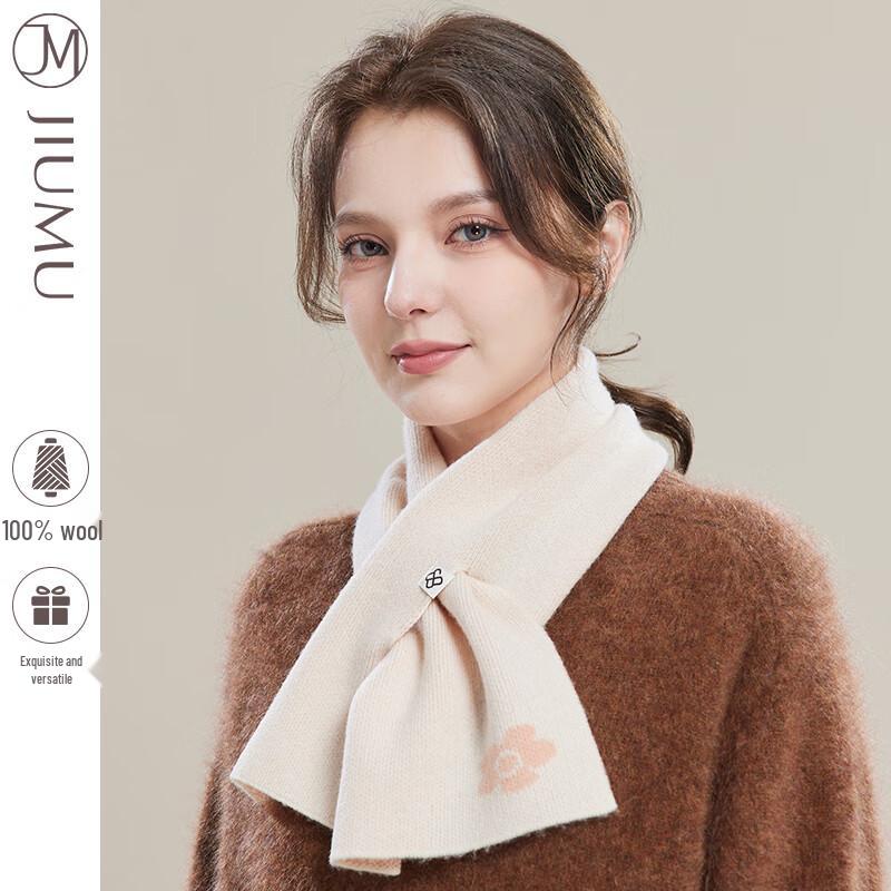 JIUMU Women s Pure Wool Knitted Neck Warmer Scarf