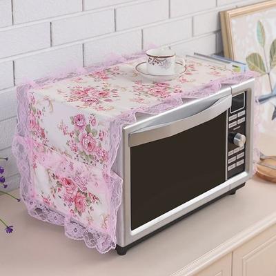 Floral Pattern Refrigerator Dust Cover Dustproof Washable Microwave Oven Cover Protective with Storage Pocket Appliance Cover