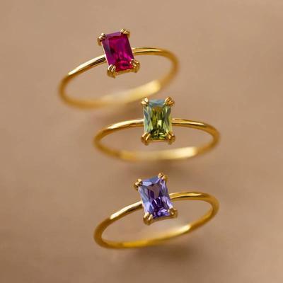 Retro Zirkon Dezember Geburtssteinring mit Kupfer und Goldkonservierung