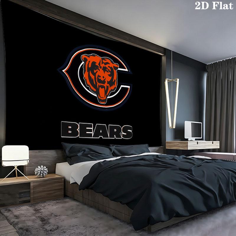 Chicago Bears Wall Tapestry, Aesthetic Printed Fabric Blanket, Suitable for Bedroom, Living Room, and Home Decor.