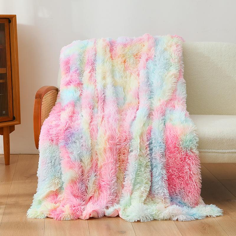 

All-season Dormitory Small Blanket Nordic Style Polyester Crystal Velvet Sofa Blanket Simplicity Household Tie-dyed Nap Blanket 130x160cm