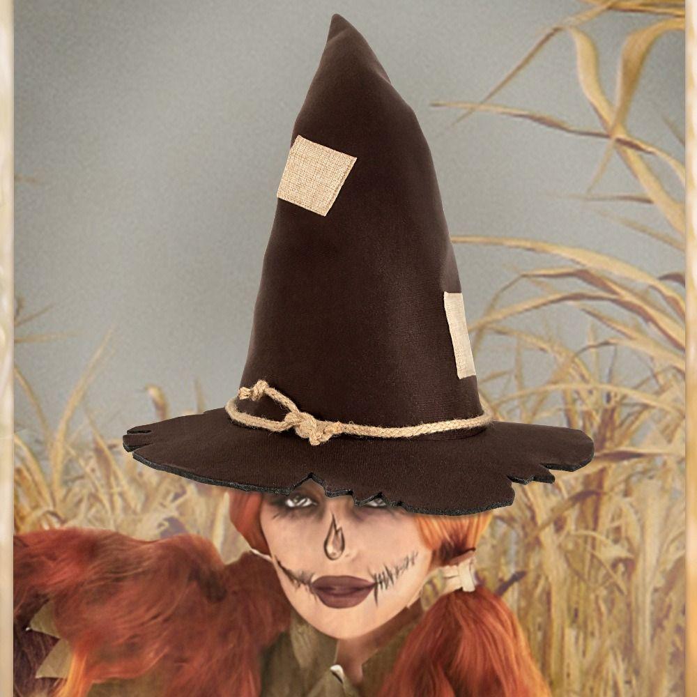 Foldable Purple Mesh Veil Wizard Cap Pendant Oxford Halloween Witch Hats Decoration Flower Scarecrow Patch Witch Hat Parties