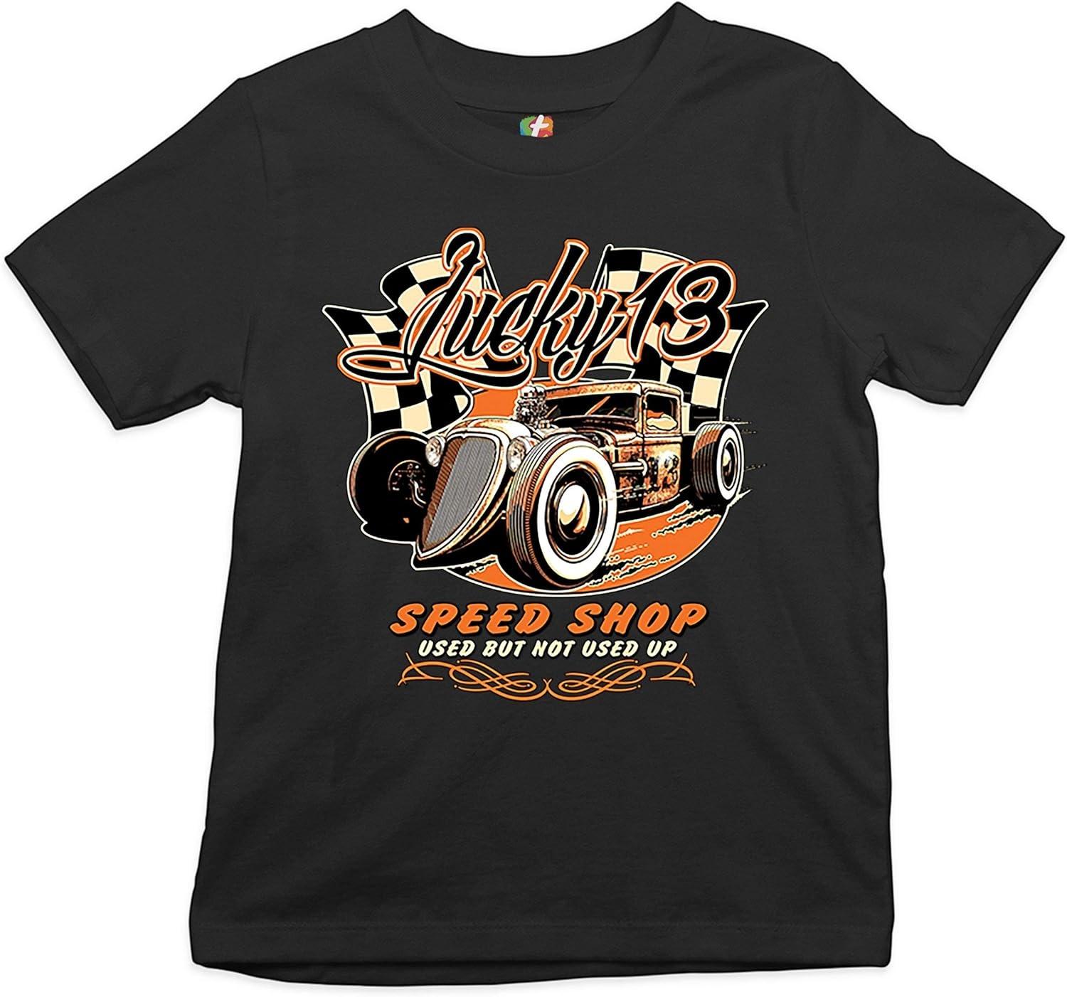 

Lucky 13 Speed Shop Youth T-Shirt Rat Rod Route 66 Kids S чёрный