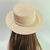 Straw Hat Women's Summer Beach Hat Large Brim Straw Woven Pearl Flat Top Hat Sun Visor UV Protection Sun Hat