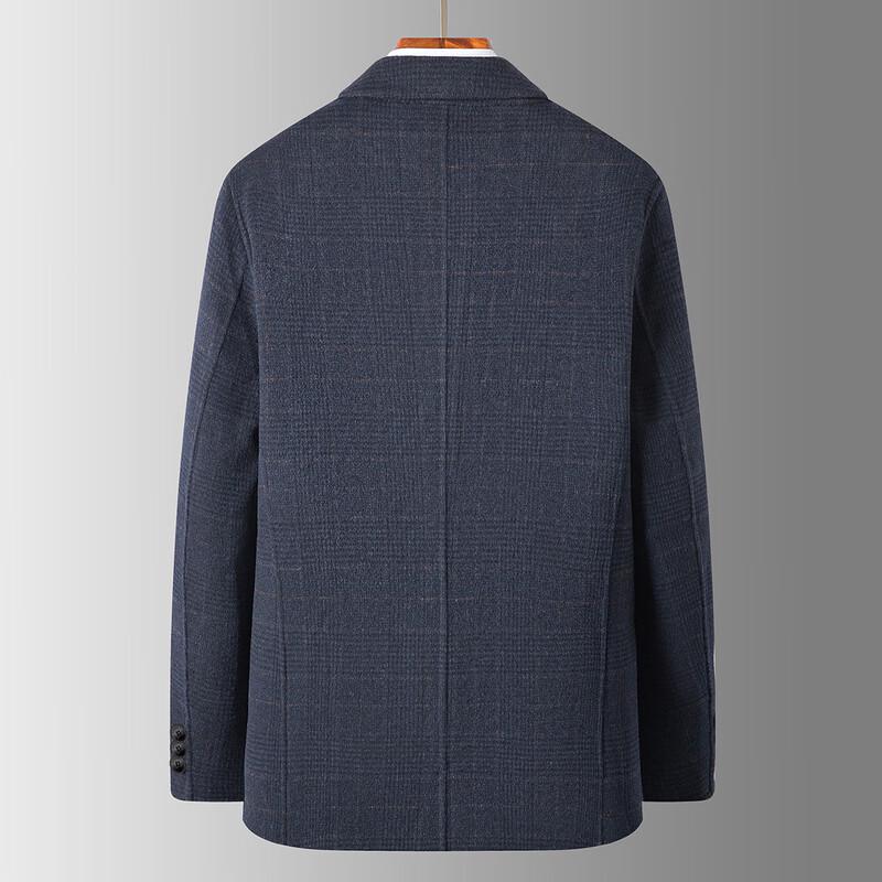 Men's 60% Wool Blend Business Plaid Overcoat
