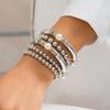 Retro Faux Pearl Metallic Bracelet Set: European & American Style, Simple Multi-Piece Beaded Designs