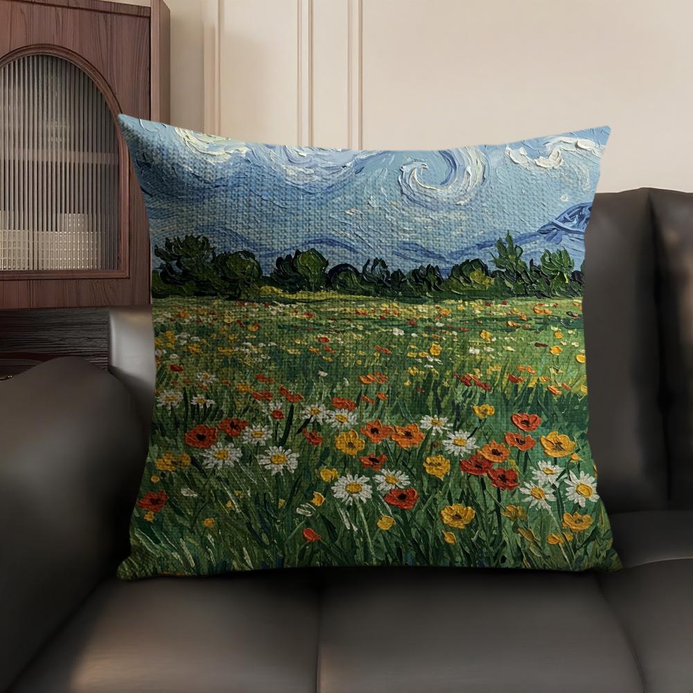 Van Gogh Original Print Cushion Cover Natural Linen Organic Fabric DoubleSided Printing Sofa Home Decor Gift Pillow Case