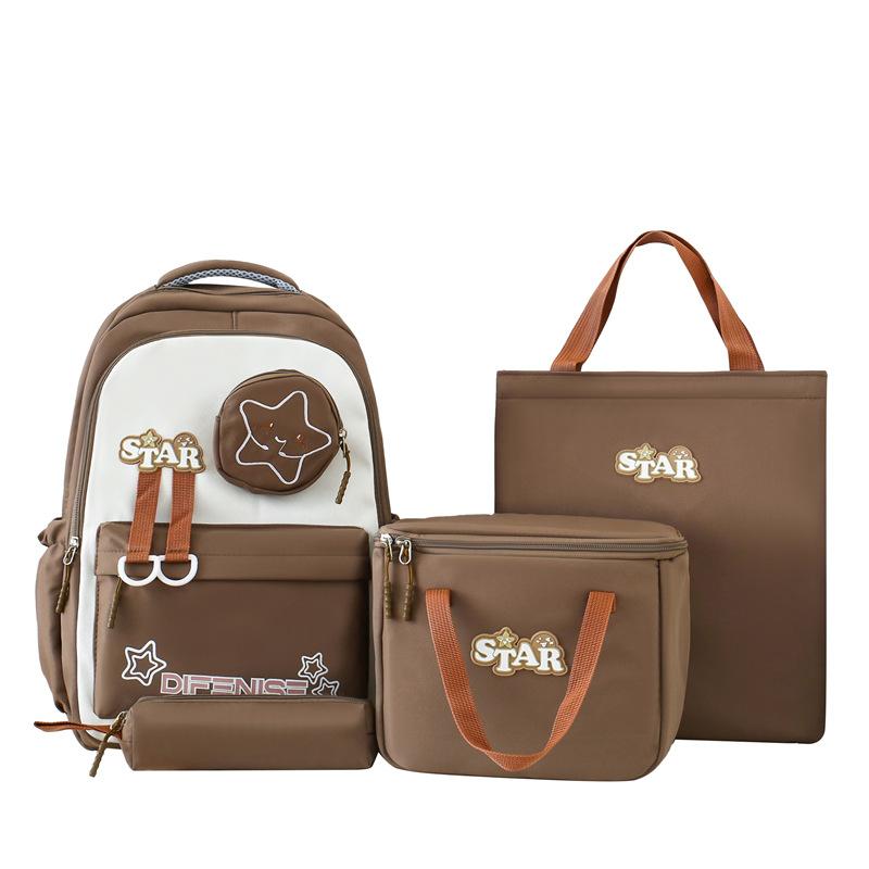 Backpack for Primary and Secondary School Students' School Bag New Fashionable and Trendy Insulated Meal Bag Large Capacity Four Piece Set